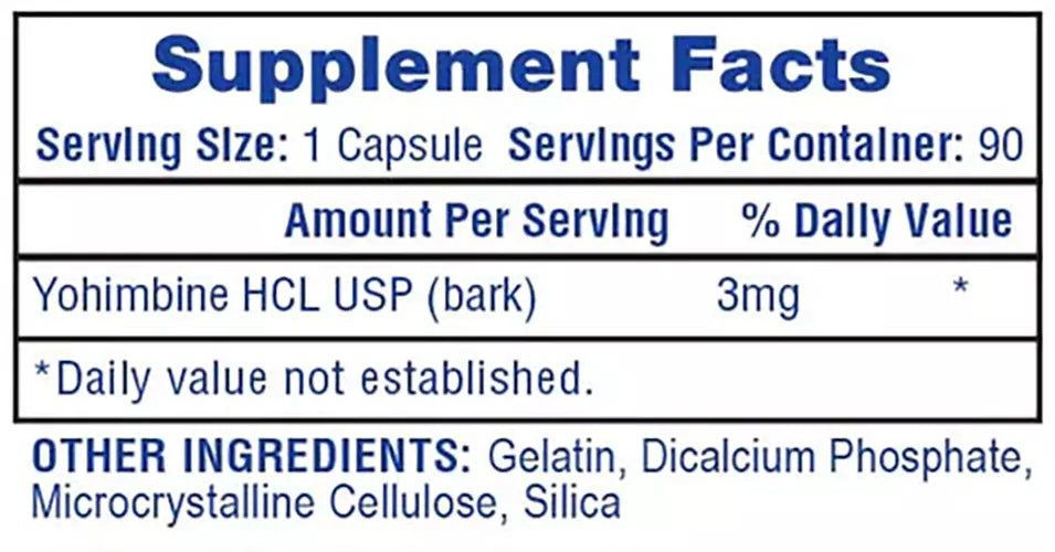 YOHIMBINE HCL 90 CÁPSULAS