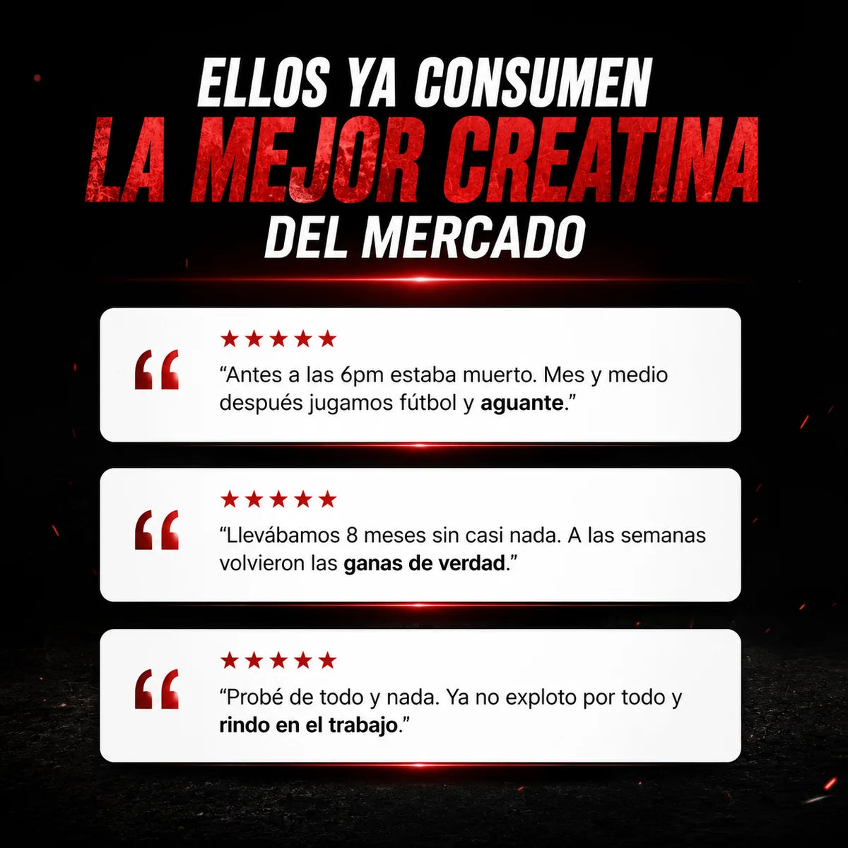 Testimonios de clientes Creatina Iron